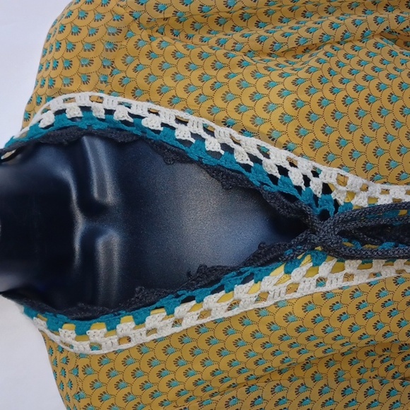 Nick & Mo Anthropologie Dress, Crochet front, gold & green - Picture 2 of 9